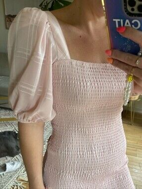 $188 LPA Smocked Dress With Puff Sleeve